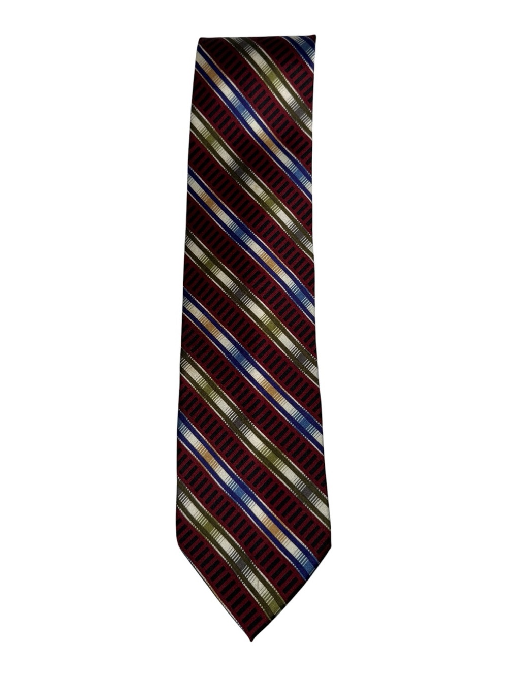 Jhane Barnes Silk Tie Abstract Geometric Stripe Red Blue Made In Japan